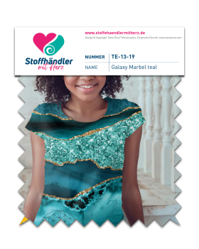 Baumwoll-Jersey ‚Galaxy marble teal' - Stoffhändler mit Herz
