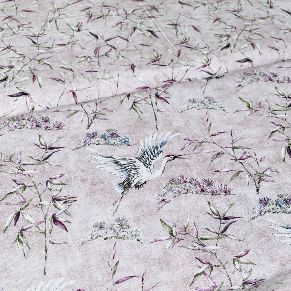 edler Baumwoll-Druck „Japan - Kranich“ - lavendel